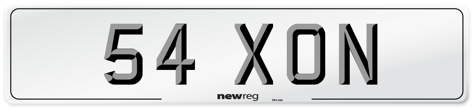 54 XON Number Plate from New Reg